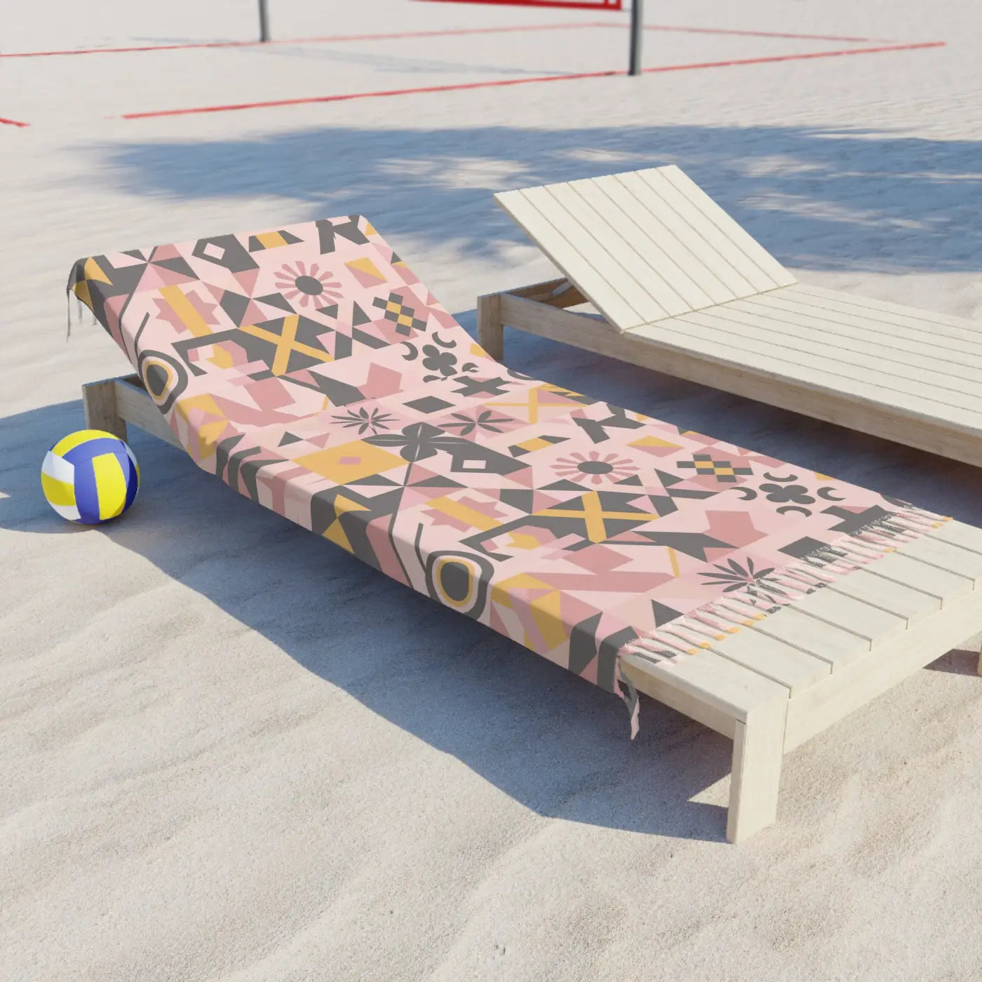 Boho Beach Towel - Pink Abstract Geometric Pattern - DipaliZ