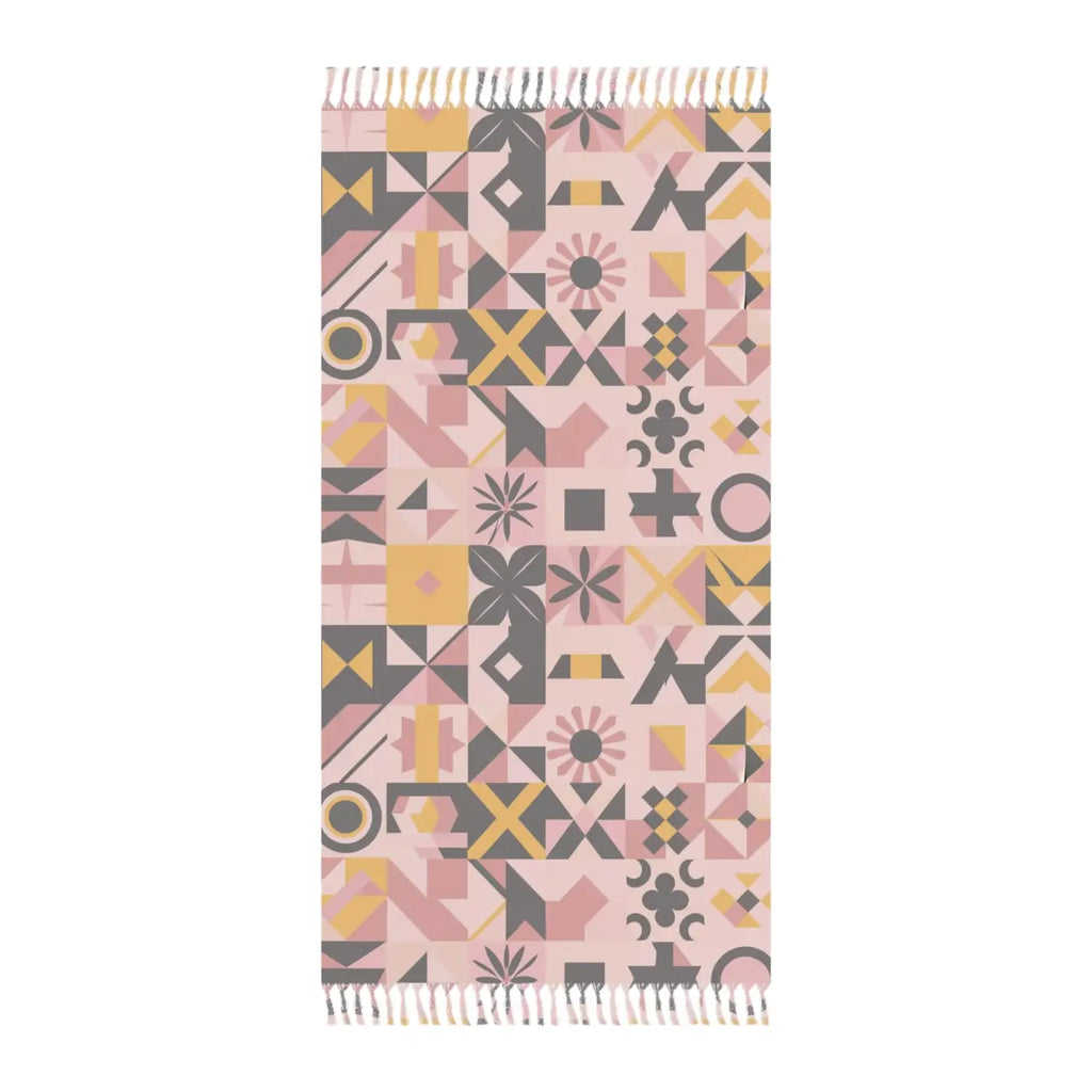 Boho Beach Towel - Pink Abstract Geometric Pattern - DipaliZ