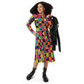 Long Sleeve Midi Dress - Green Geometric Pattern - DipaliZ