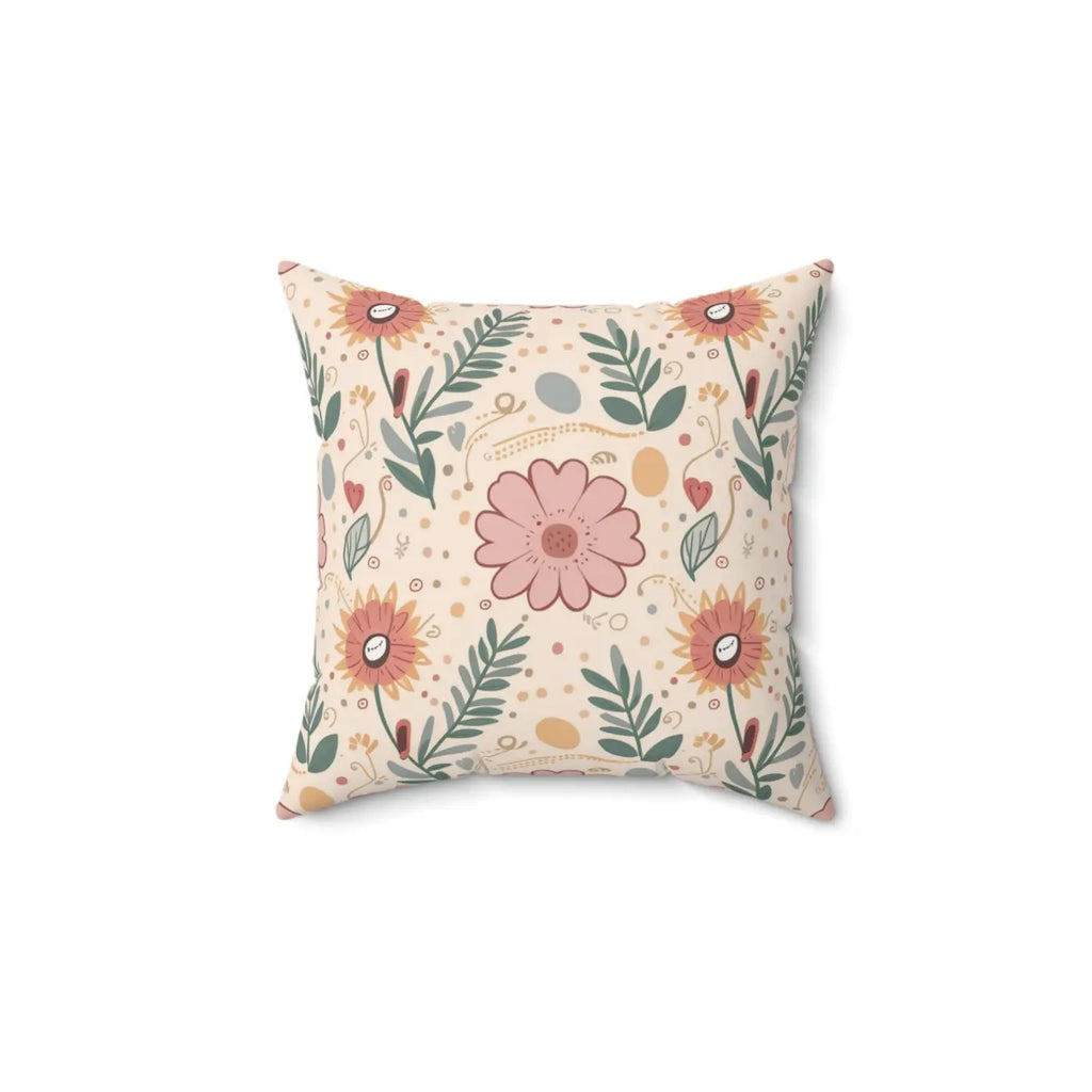 Pink Floral Pillows - Polyester Throw Pillow for Home - DipaliZ