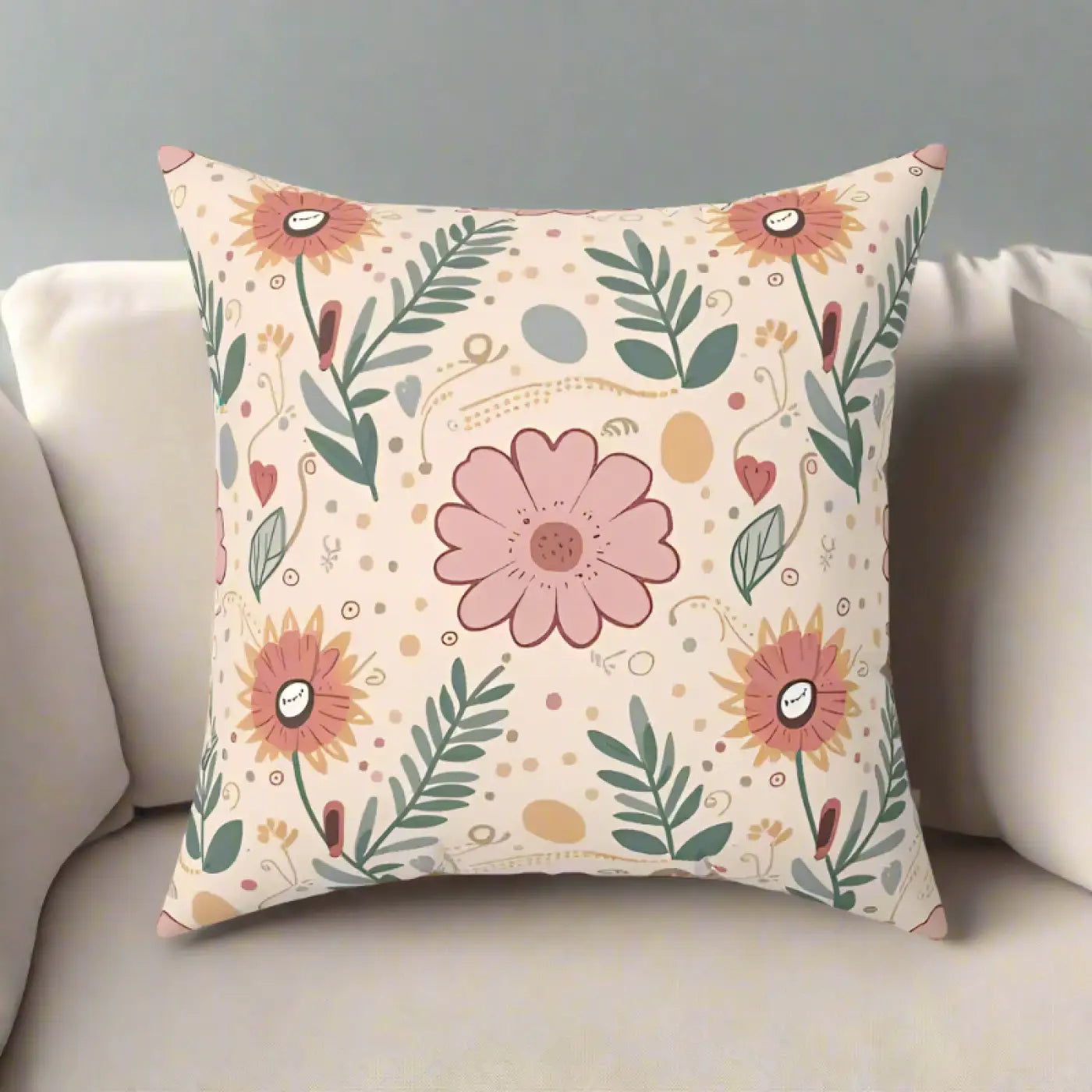 Pink Floral Pillows - Polyester Throw Pillow for Home - DipaliZ
