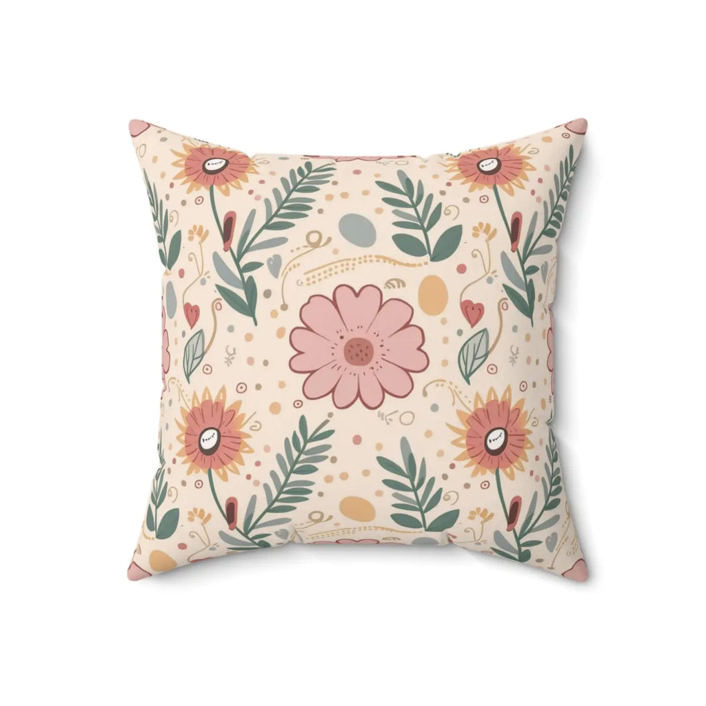 Pink Floral Pillows - Polyester Throw Pillow for Home - DipaliZ