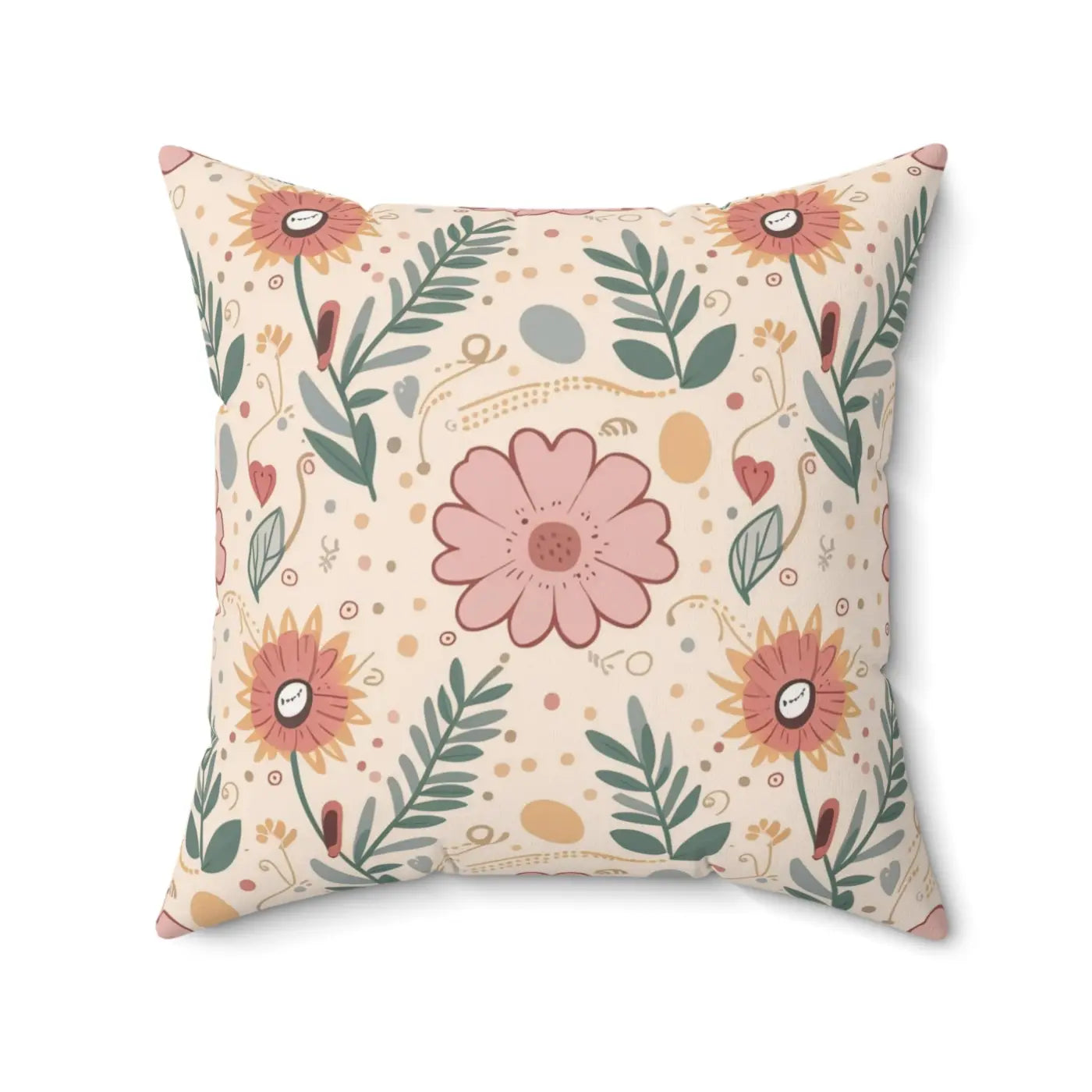 Pink Floral Pillows - Polyester Throw Pillow for Home - DipaliZ