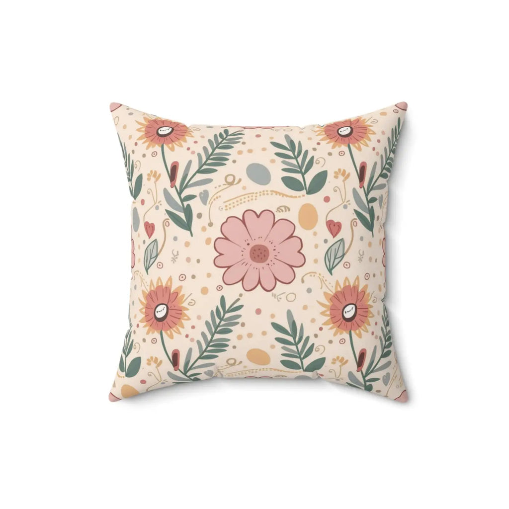 Pink Floral Pillows - Polyester Throw Pillow for Home - DipaliZ