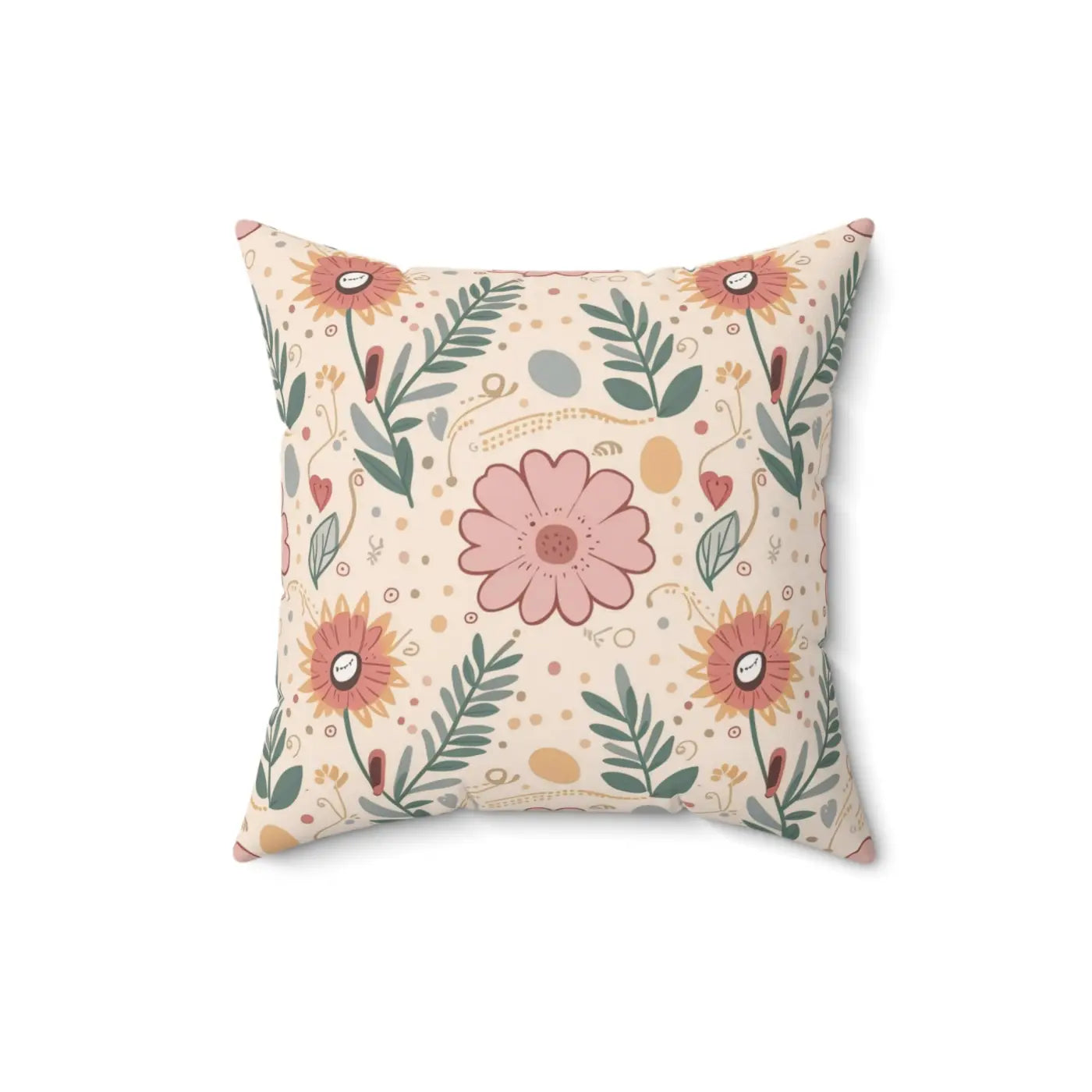Pink Floral Pillows - Polyester Throw Pillow for Home - DipaliZ