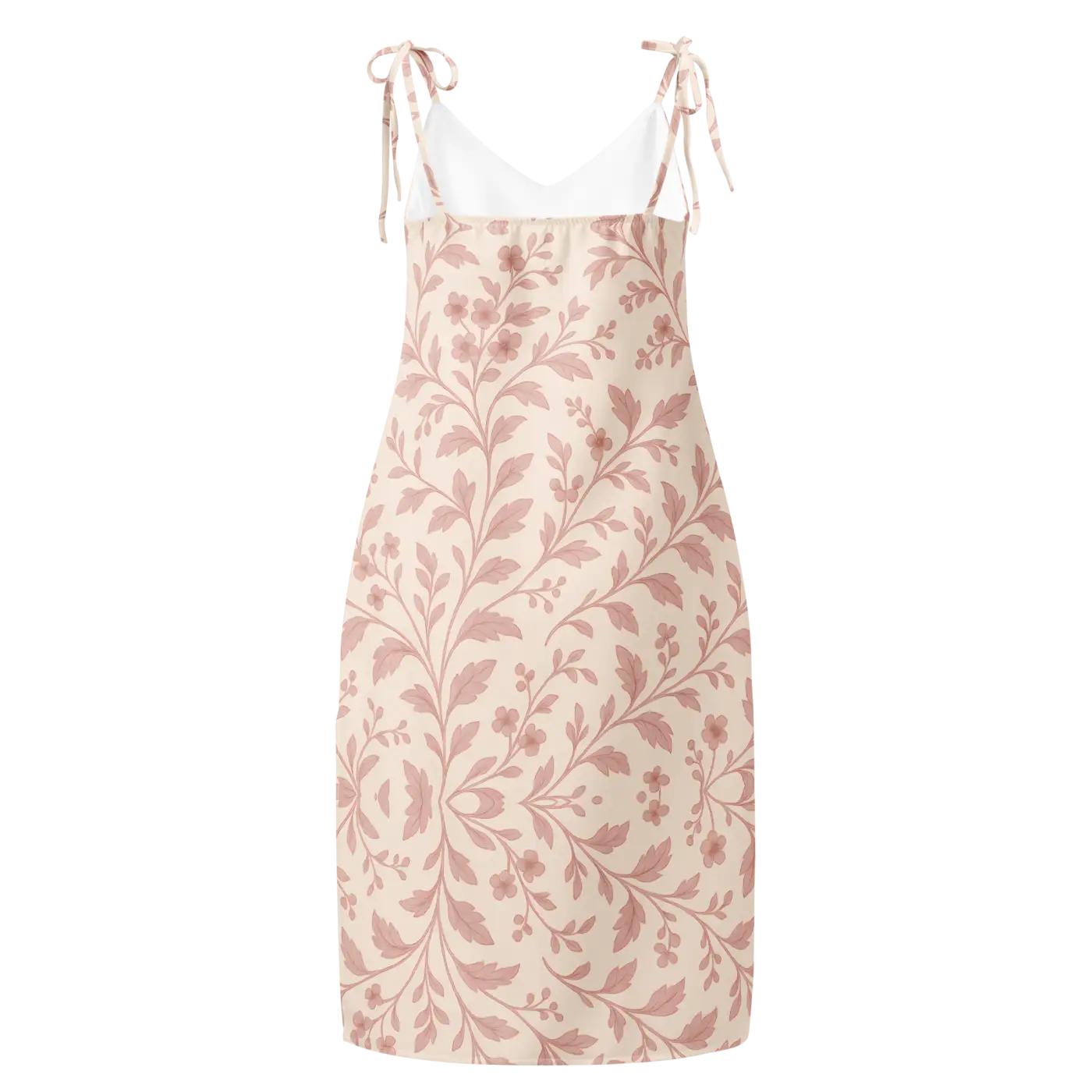 Midi Dress - Pink Floral Vines with Built-In Bra - DipaliZ