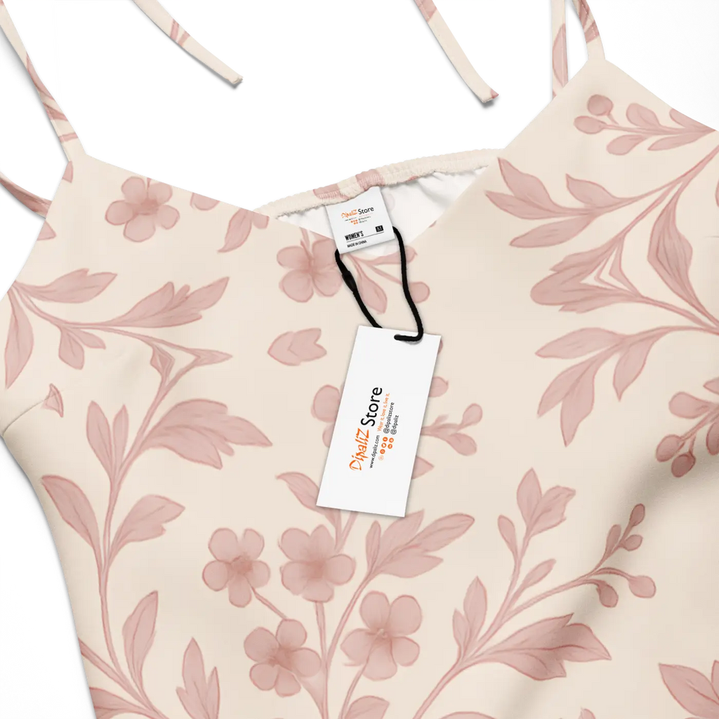 Midi Dress - Pink Floral Vines with Built-In Bra - DipaliZ