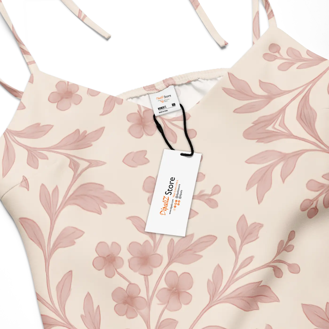 Midi Dress - Pink Floral Vines with Built-In Bra - DipaliZ