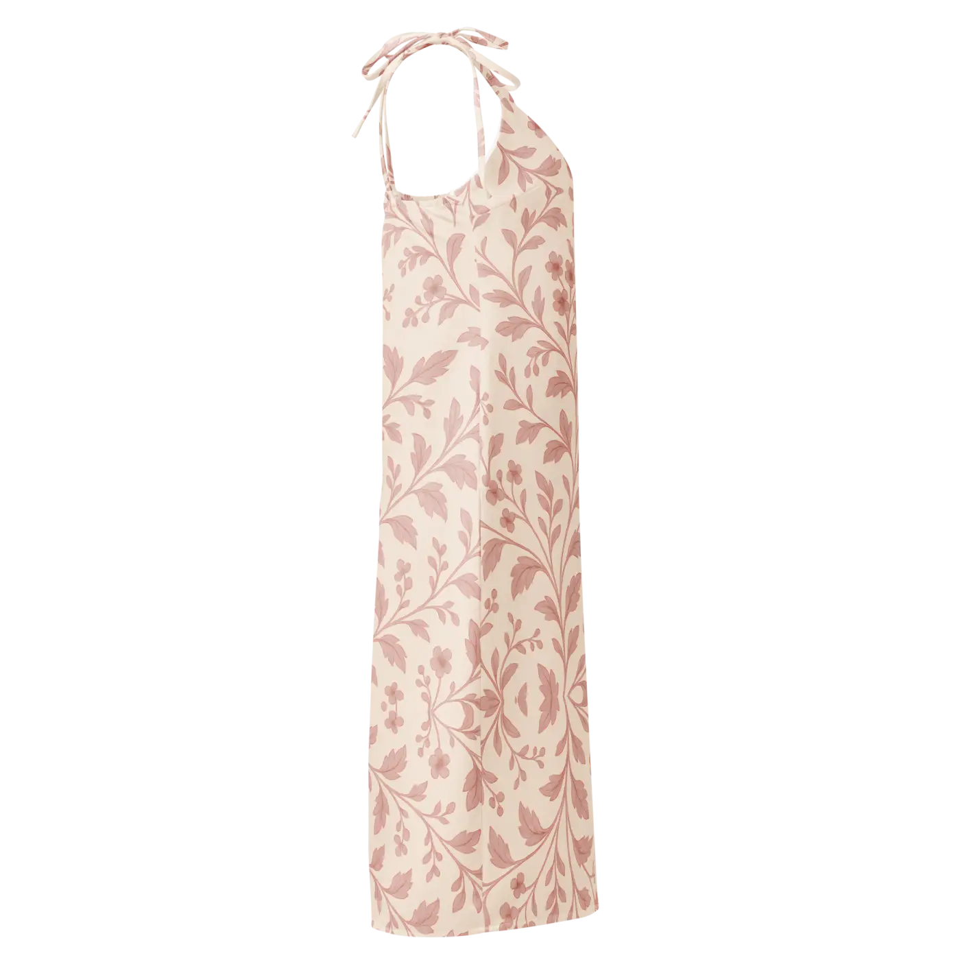 Midi Dress - Pink Floral Vines with Built-In Bra - DipaliZ