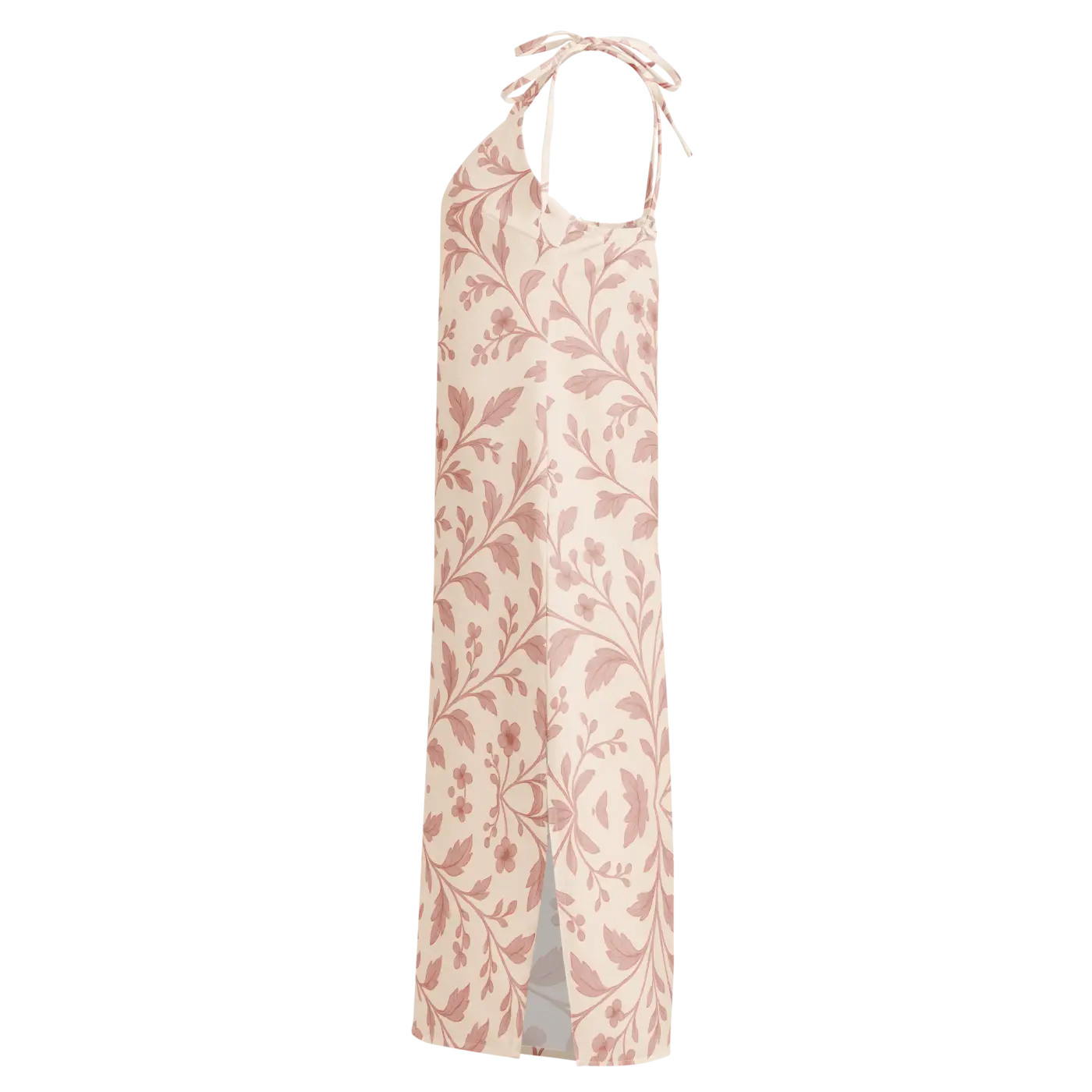 Midi Dress - Pink Floral Vines with Built-In Bra - DipaliZ