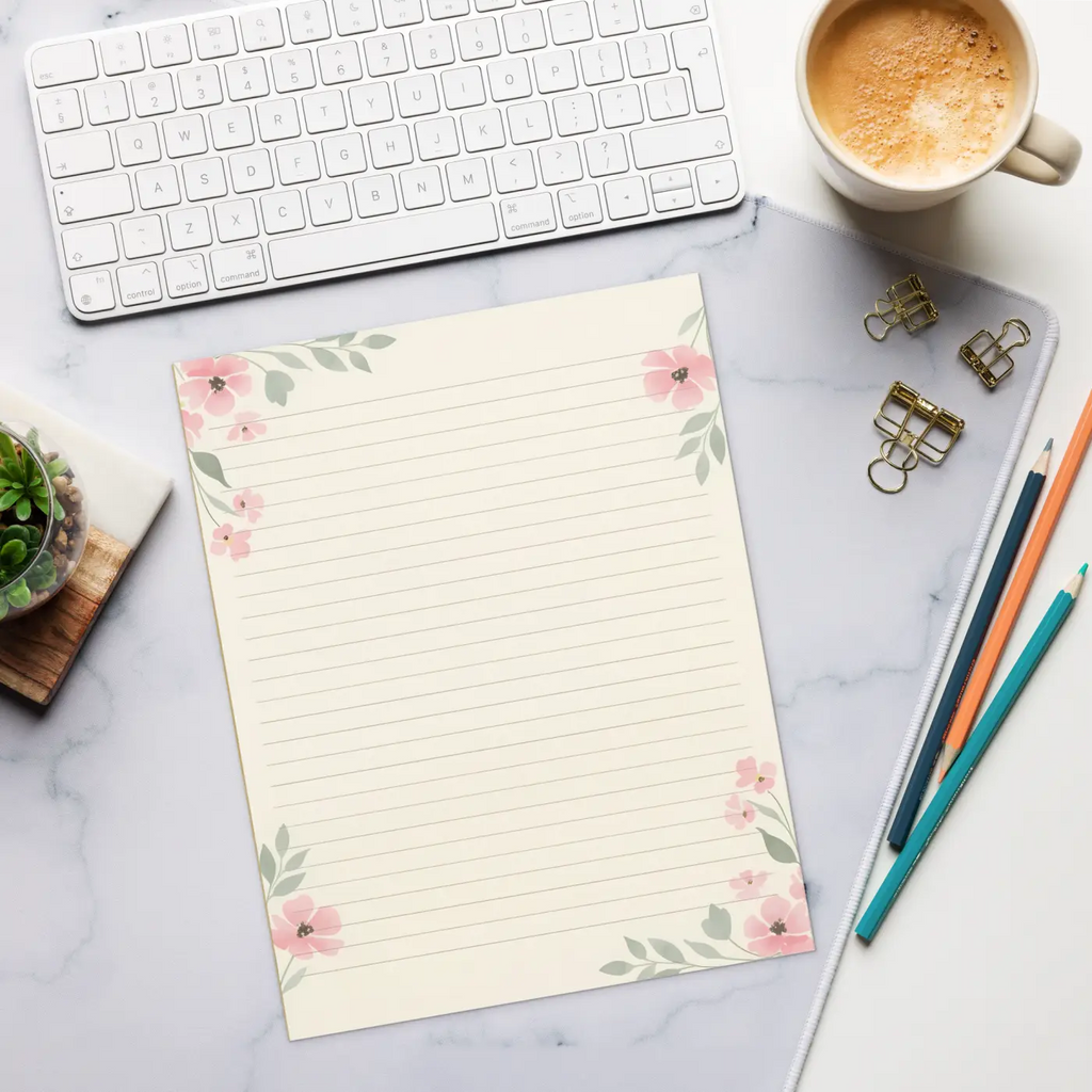 Floral Notepads - Pink Flower Design Creative Companion - DipaliZ