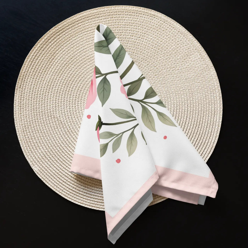 Cloth Napkin Set - Pink Floral Dining Decor - DipaliZ