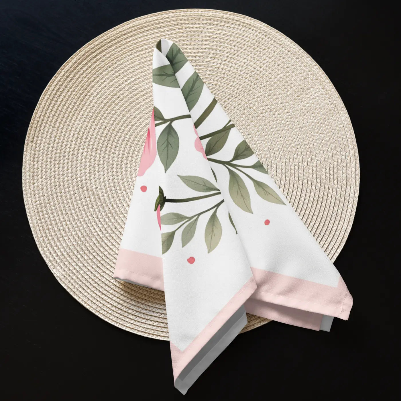 Cloth Napkin Set - Pink Floral Dining Decor - DipaliZ