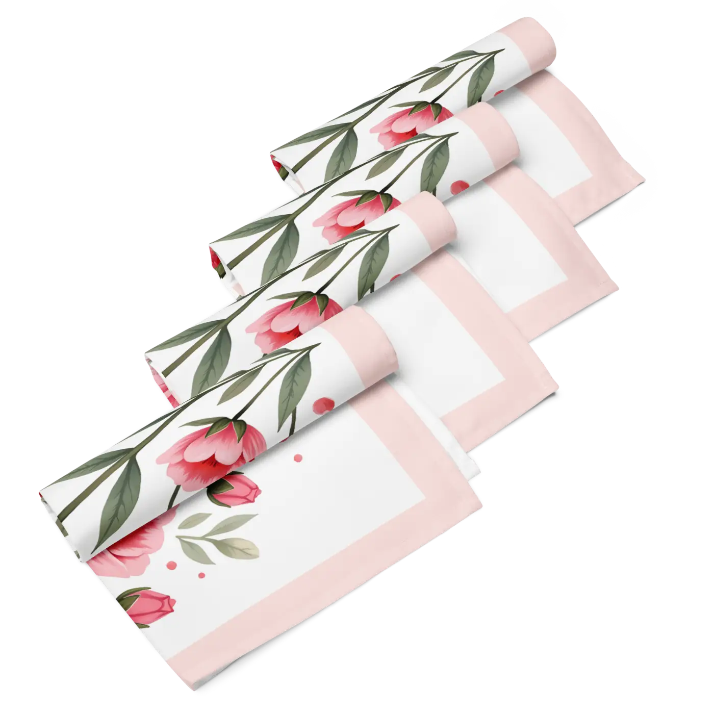 Cloth Napkin Set - Pink Floral Dining Decor - DipaliZ