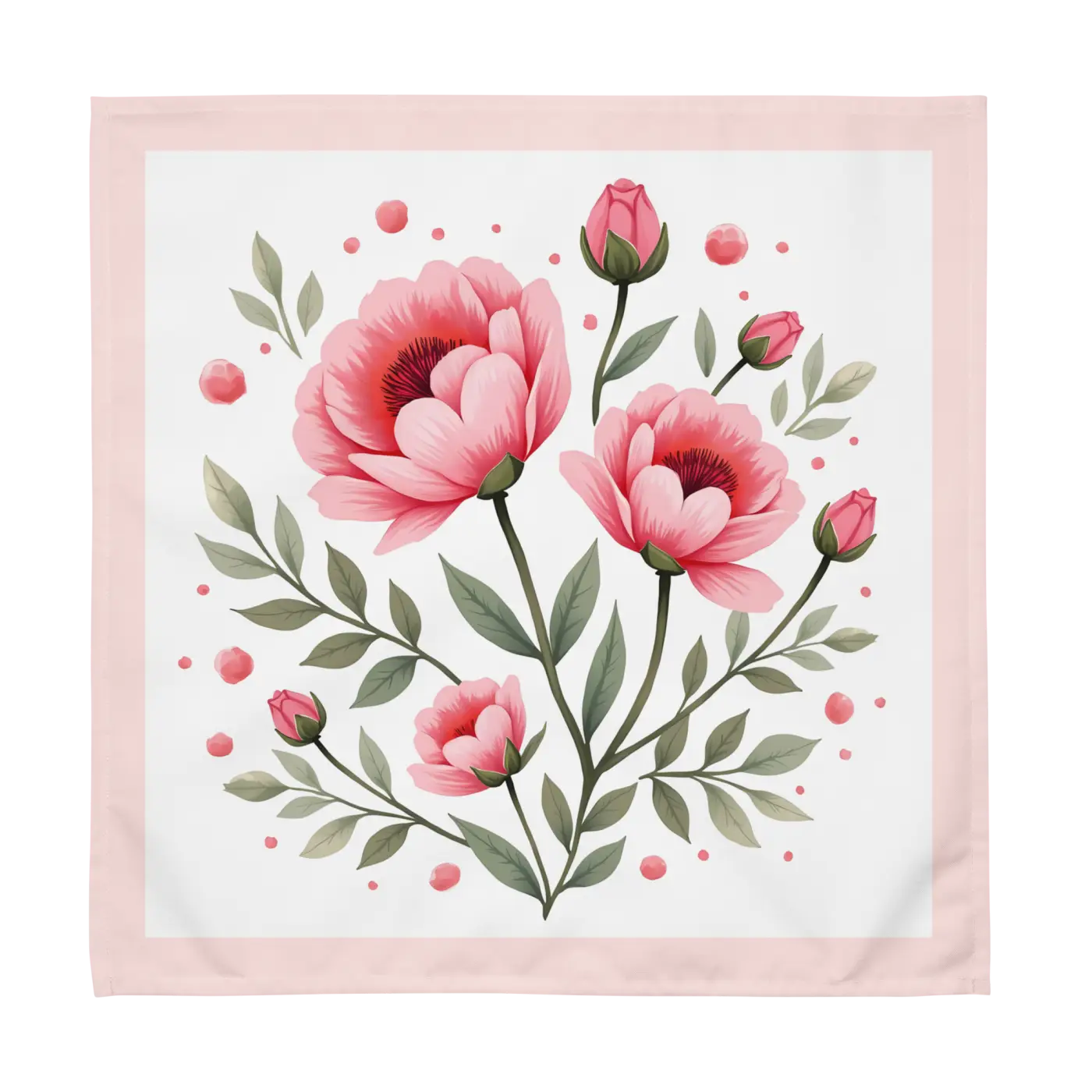 Cloth Napkin Set - Pink Floral Dining Decor - DipaliZ