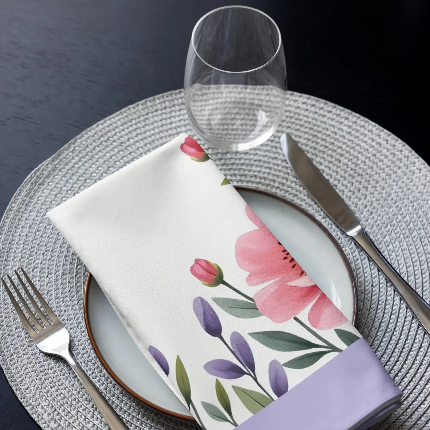 Pink Floral Cloth Napkin Set - Elegant Dining Decor - DipaliZ