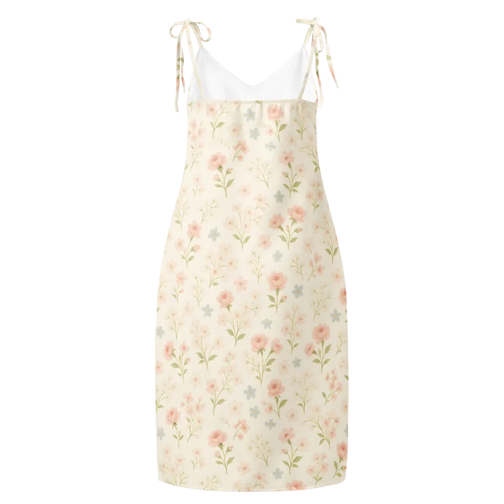 Pink Flowers Midi Dress - Built-In Bra Support - DipaliZ