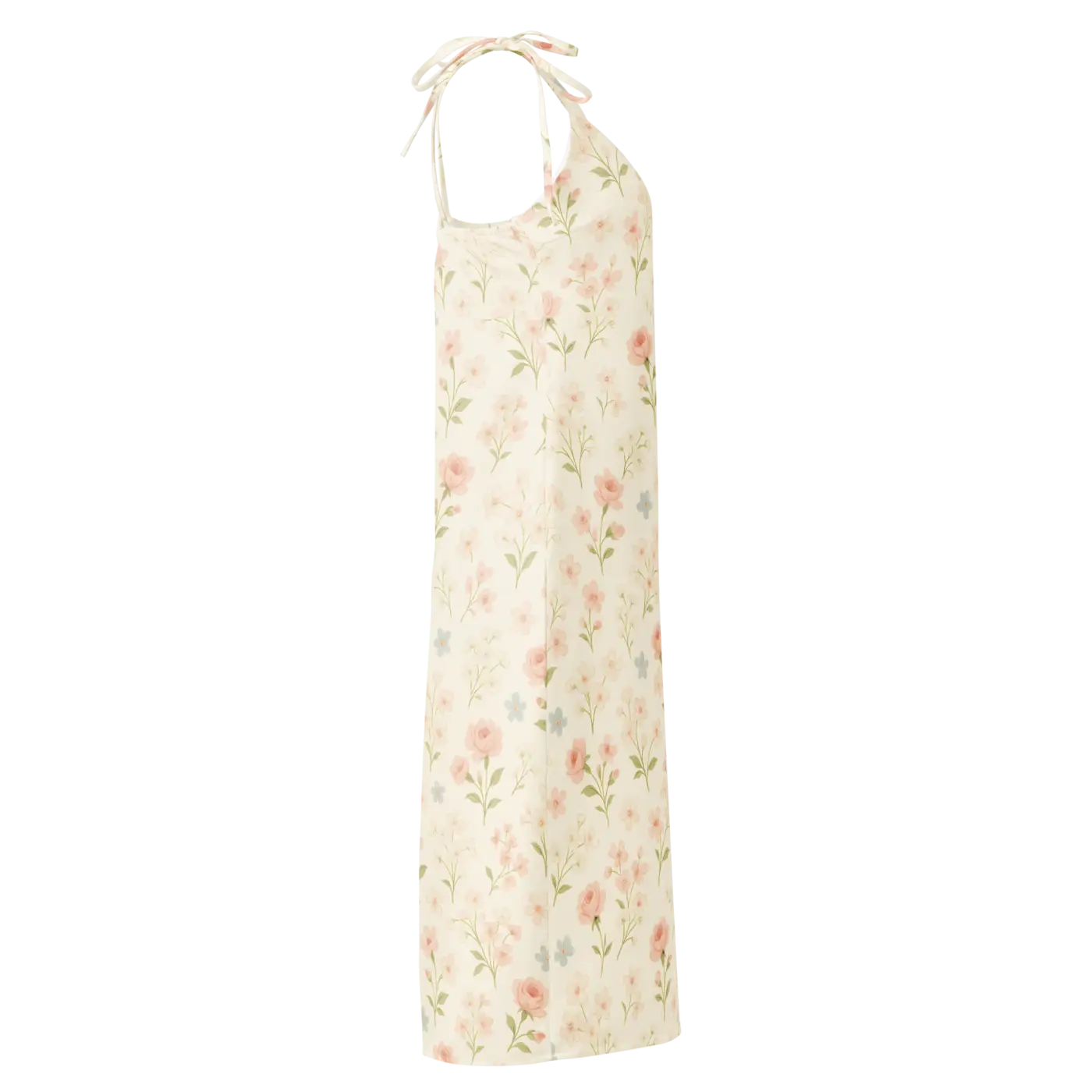 Pink Flowers Midi Dress - Built-In Bra Support - DipaliZ
