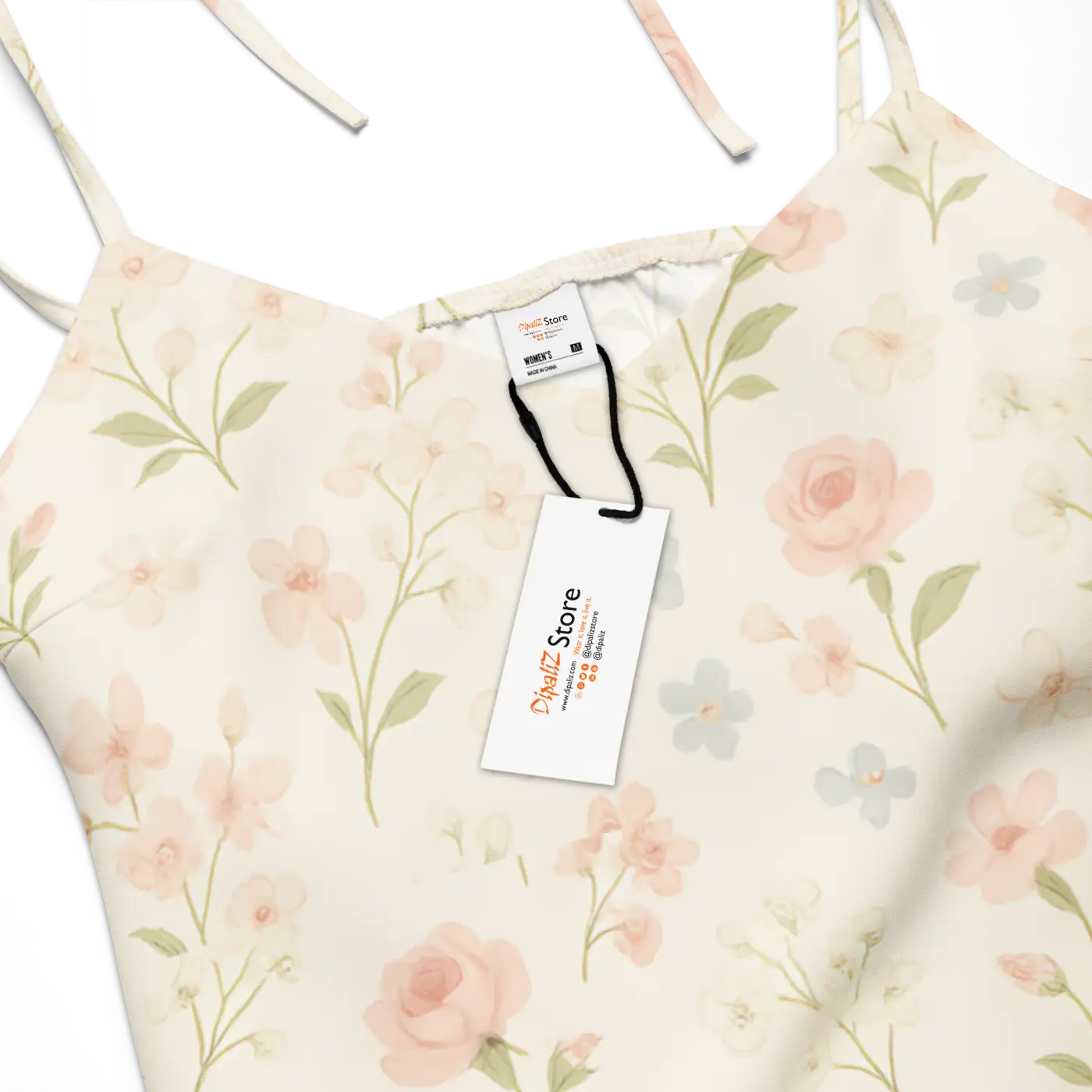 Pink Flowers Midi Dress - Built-In Bra Support - DipaliZ