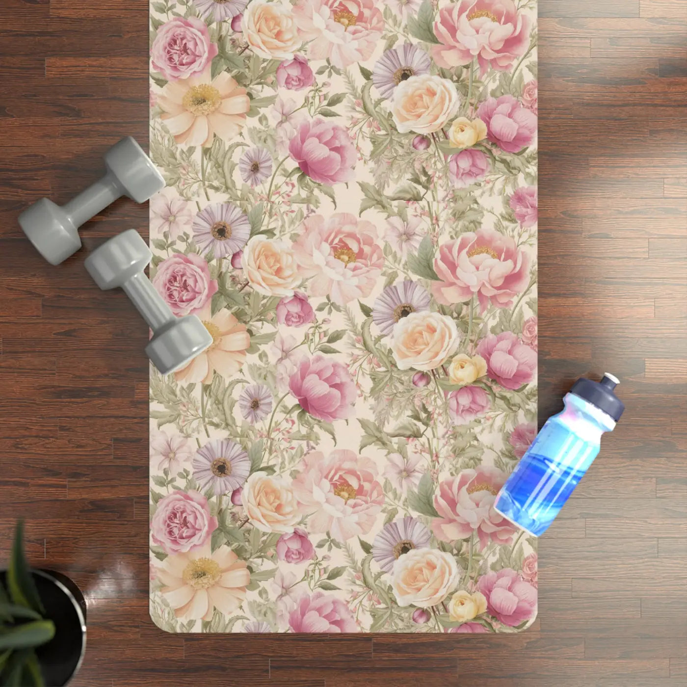 Pink Flowers Yoga Mat - Natural Rubber Non-Slip - DipaliZ