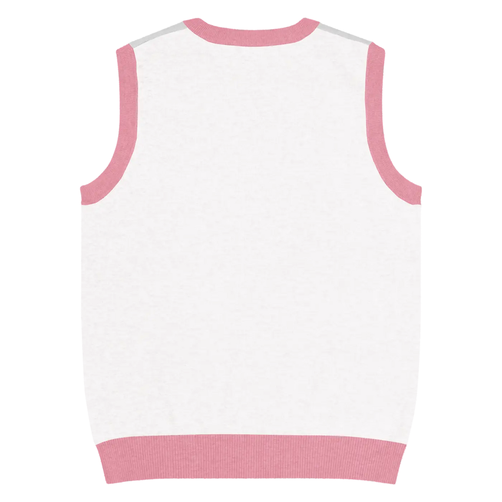 Knit V-Neck Vest - Pink Geometric Origami Pattern - DipaliZ