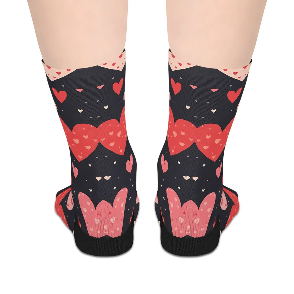 Stylish Red Hearts Mid-Length Socks - Comfortable Everyday - DipaliZ