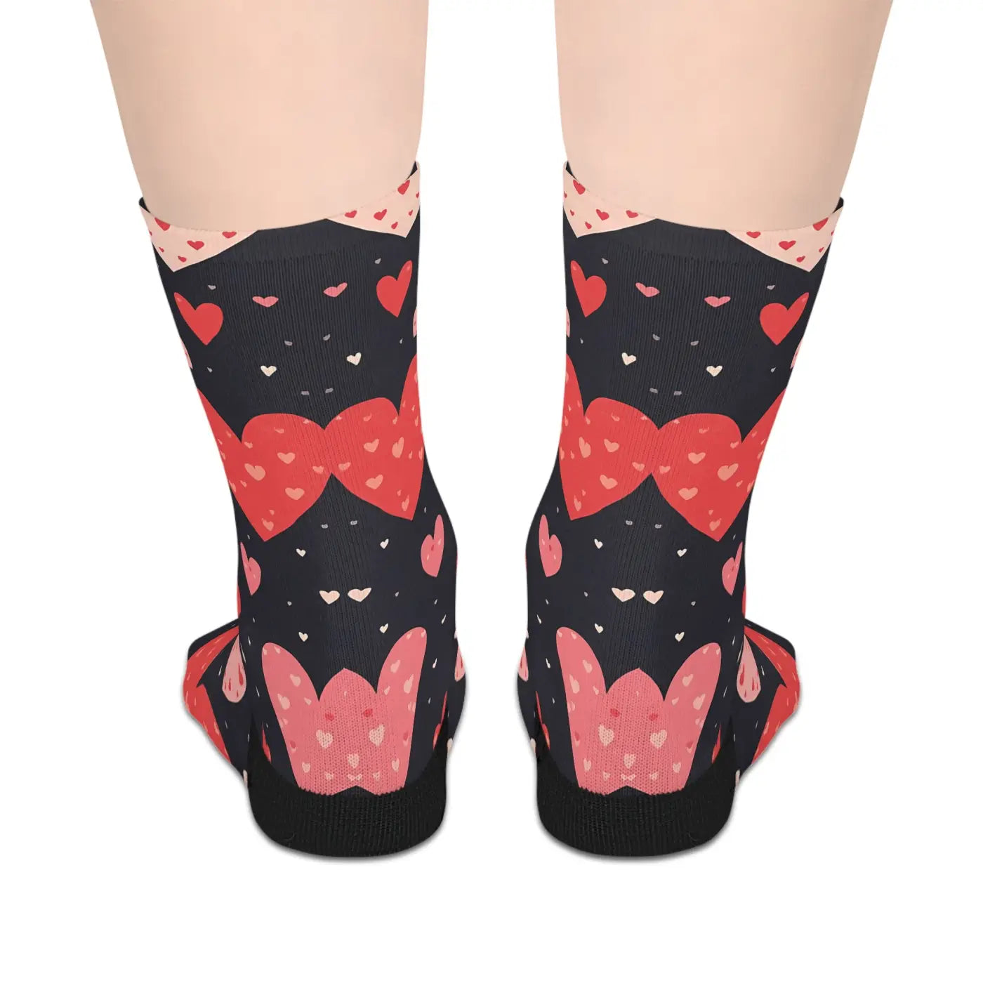 Stylish Red Hearts Mid-Length Socks - Comfortable Everyday - DipaliZ