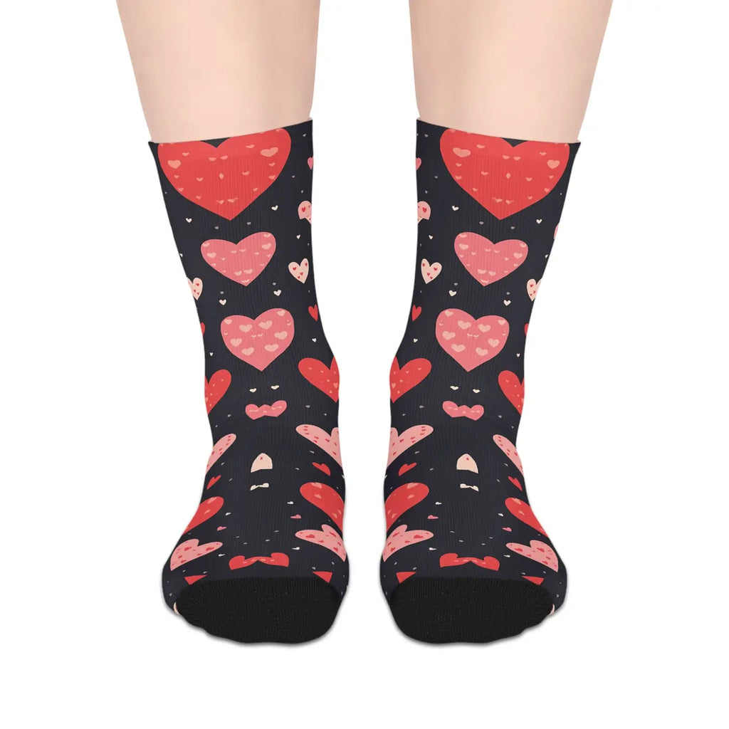 Stylish Red Hearts Mid-Length Socks - Comfortable Everyday - DipaliZ