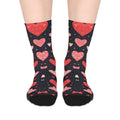 Stylish Red Hearts Mid-Length Socks - Comfortable Everyday - DipaliZ