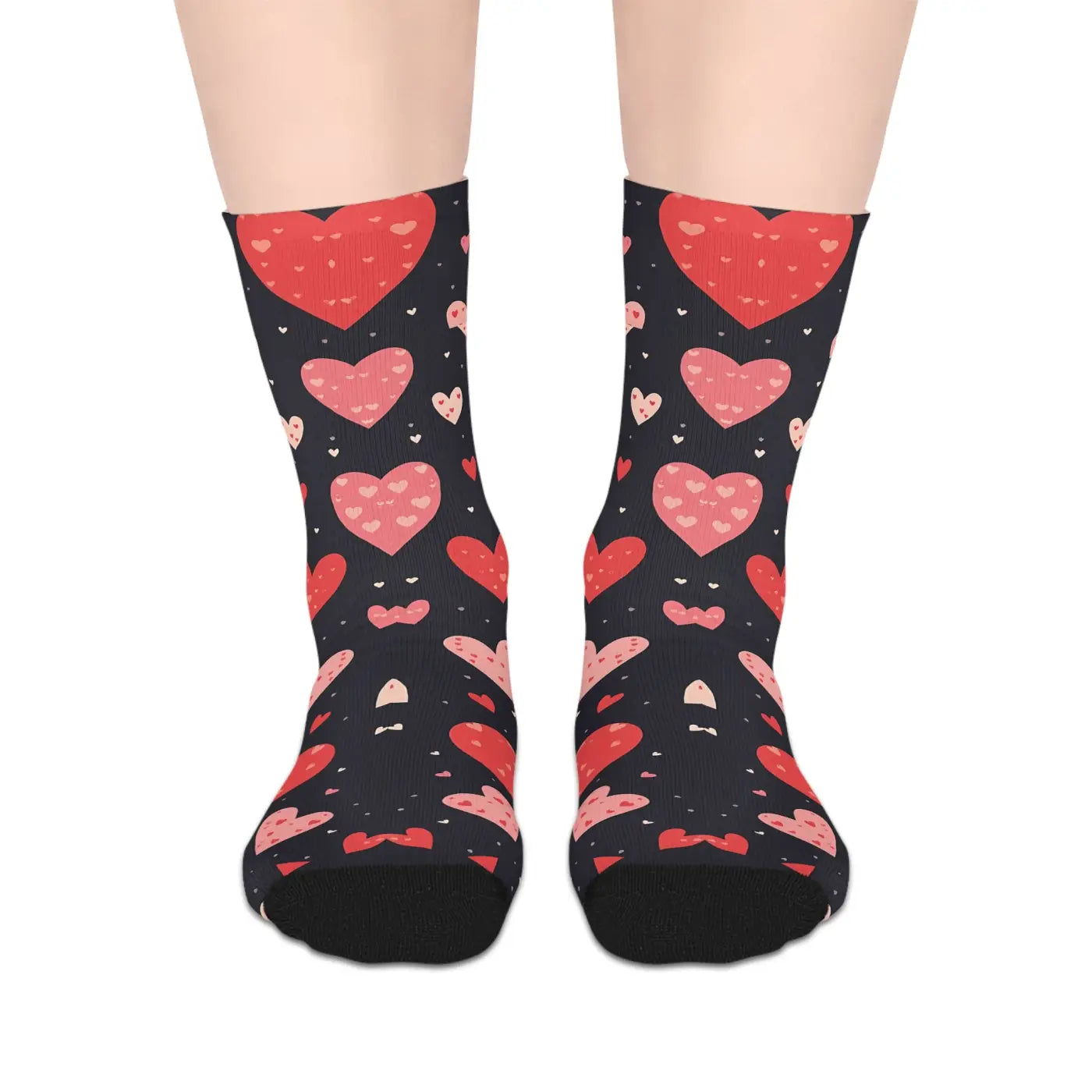 Stylish Red Hearts Mid-Length Socks - Comfortable Everyday - DipaliZ