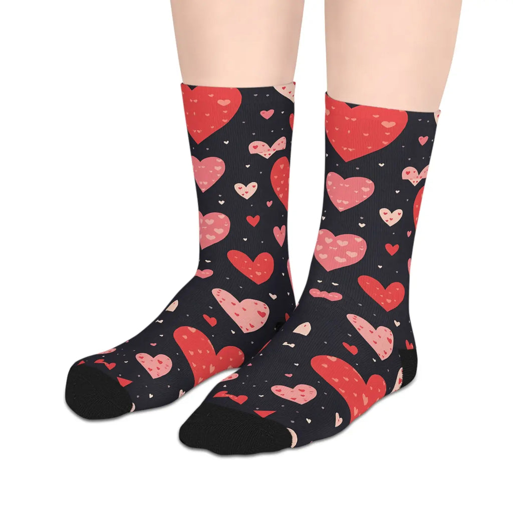 Stylish Red Hearts Mid-Length Socks - Comfortable Everyday - DipaliZ