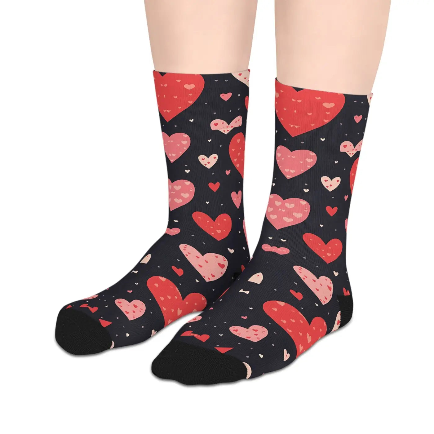 Stylish Red Hearts Mid-Length Socks - Comfortable Everyday - DipaliZ