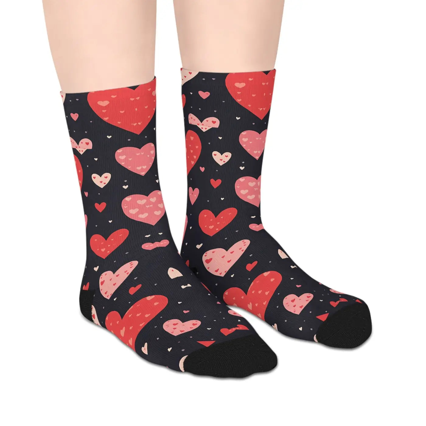 Stylish Red Hearts Mid-Length Socks - Comfortable Everyday - DipaliZ
