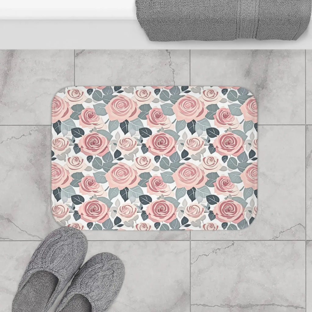 Luxury Pink Rose Flowers Bath Mat - Elegant Non-Slip - DipaliZ