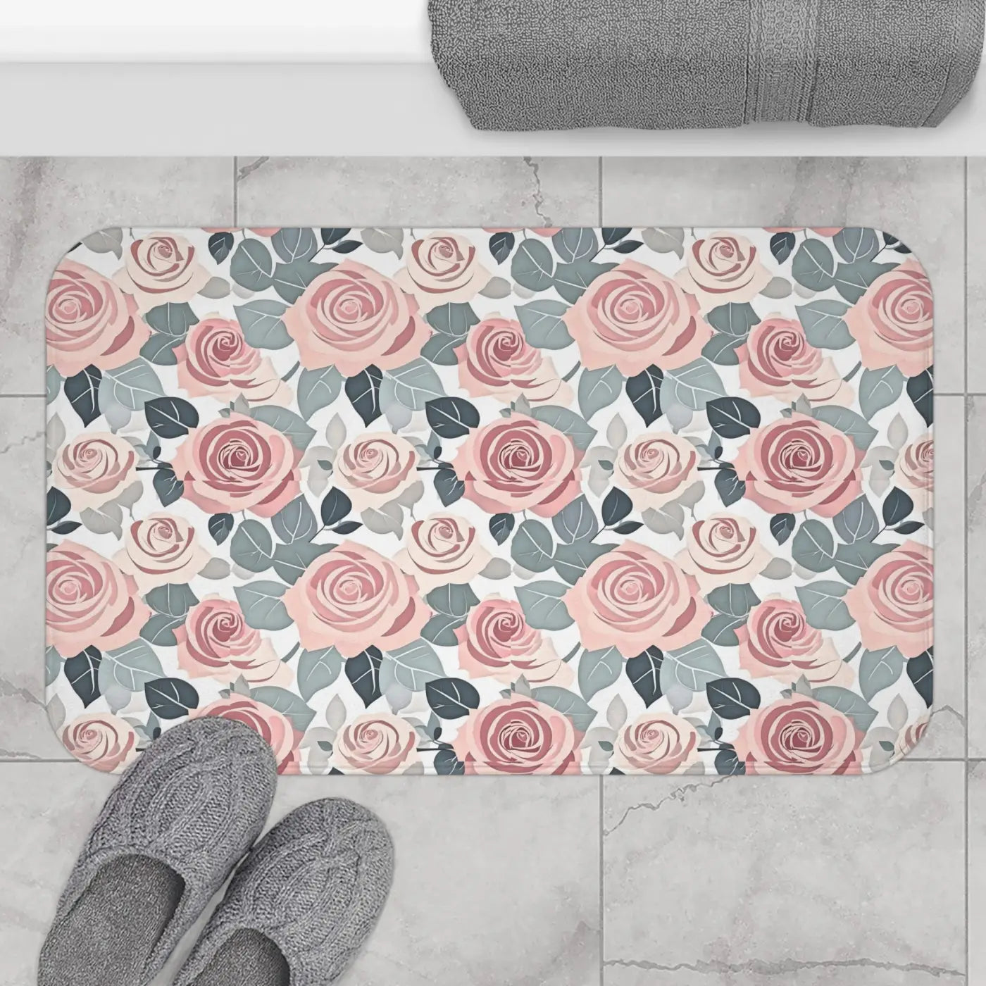 Luxury Pink Rose Flowers Bath Mat - Elegant Non-Slip - DipaliZ