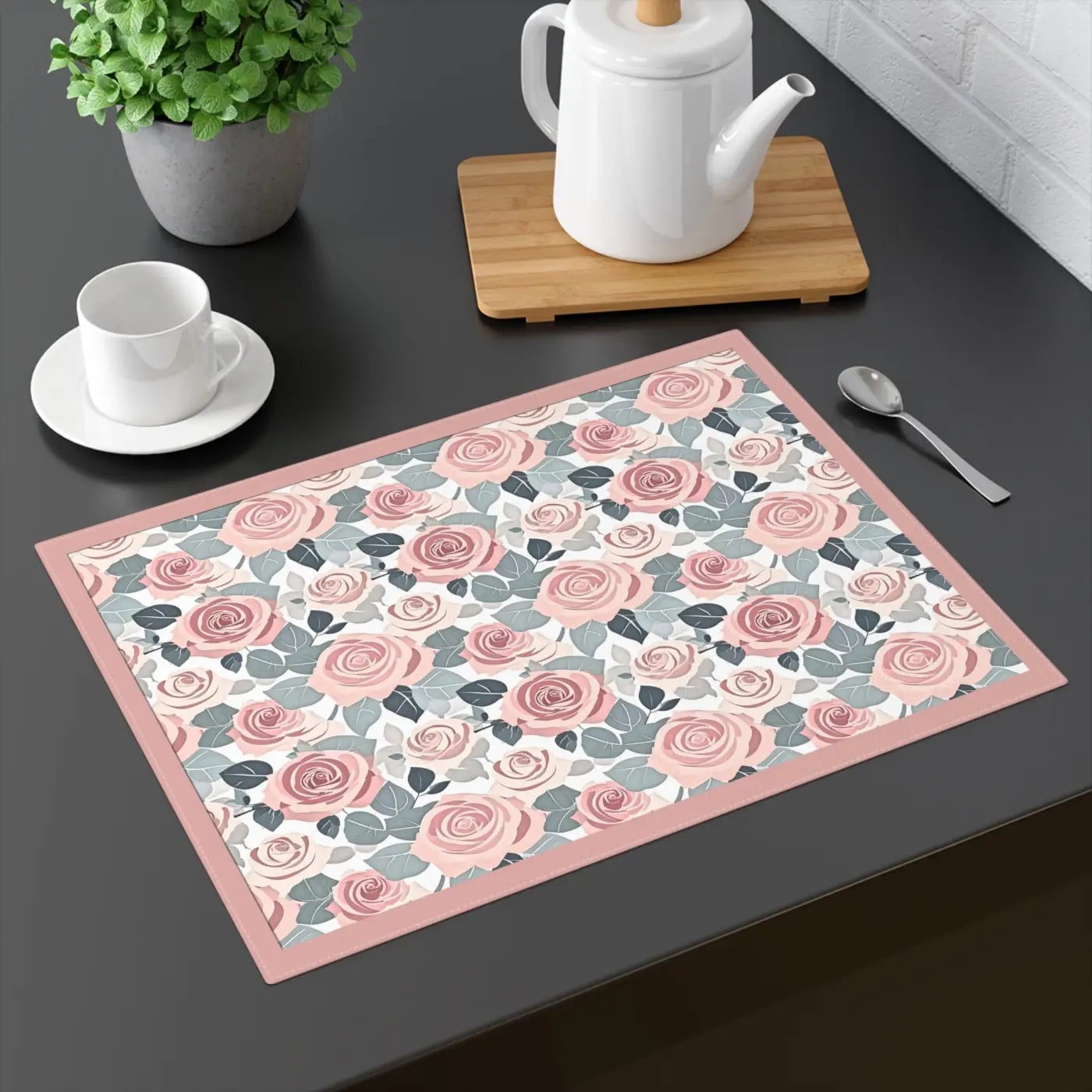 Vibrant Cotton Placemats - Pink Rose Print Design - DipaliZ