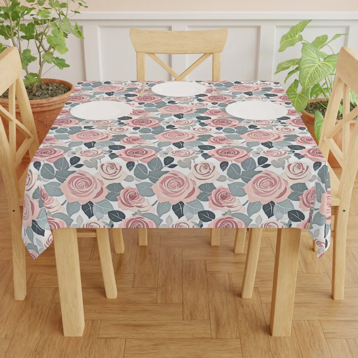 Elegant Pink Rose Tablecloth - Stylish One-Sided Print - DipaliZ