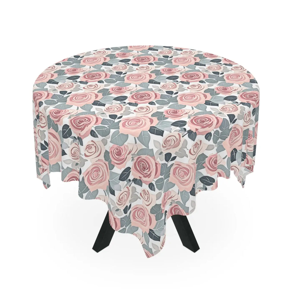 Elegant Pink Rose Tablecloth - Stylish One-Sided Print - DipaliZ
