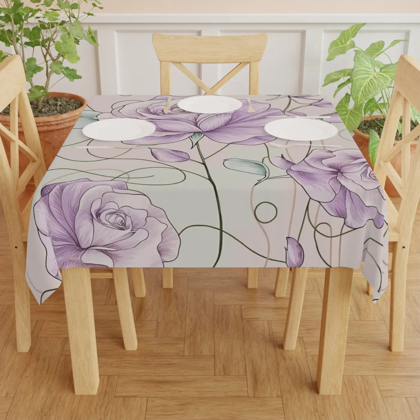 Elegant Pink Rose Tablecloth - Dining Celebration - DipaliZ