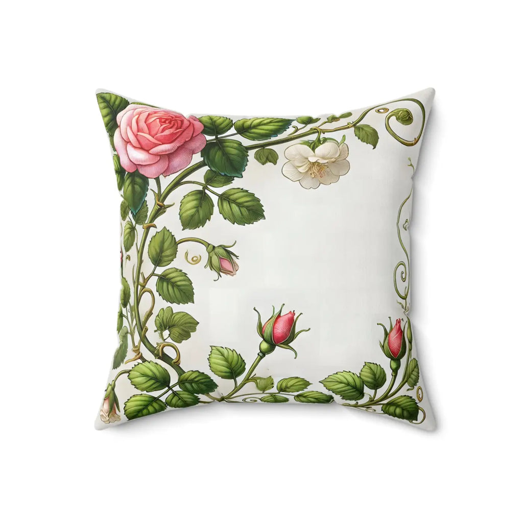 Pink Rose Vine Spun Polyester Square Pillow - Home Decor - DipaliZ