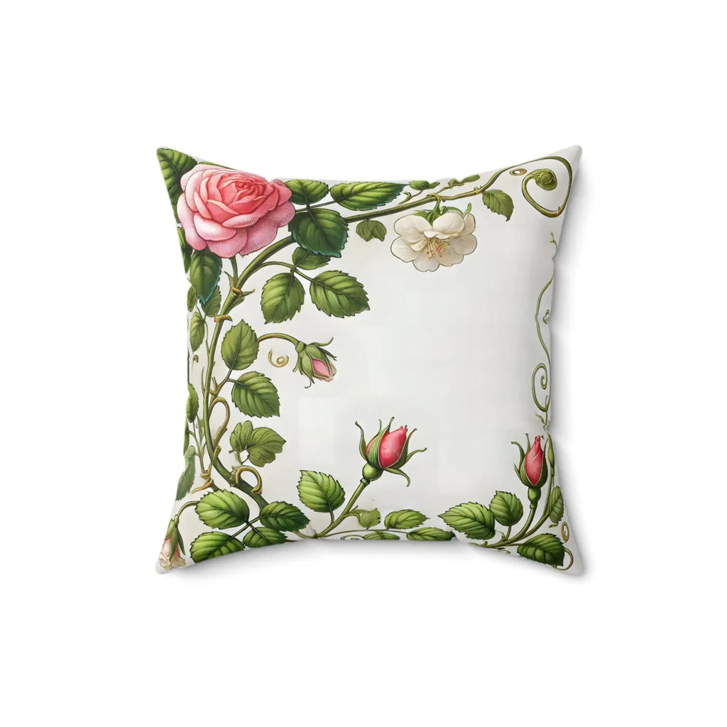 Pink Rose Vine Spun Polyester Square Pillow - Home Decor - DipaliZ
