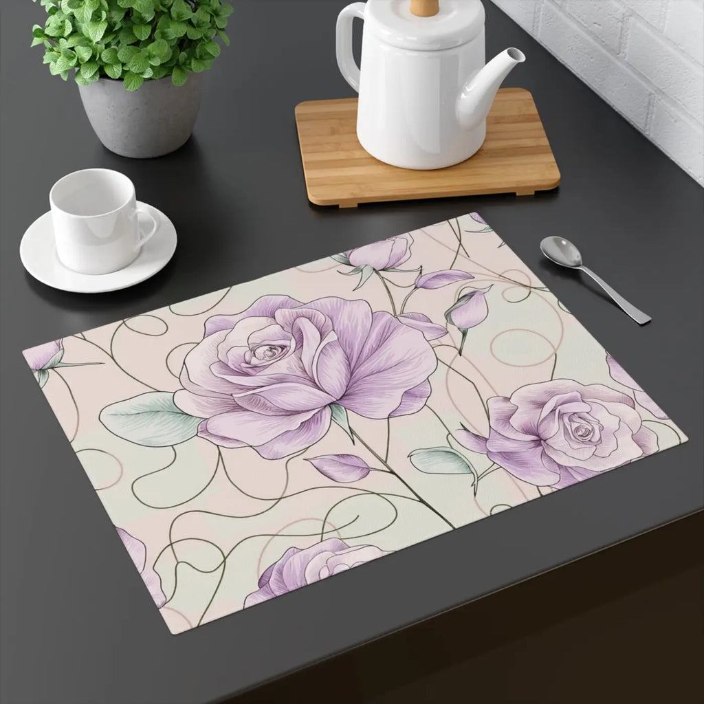 Pink Rose Blossom Cotton Placemat - Vibrant Dining Experience - DipaliZ