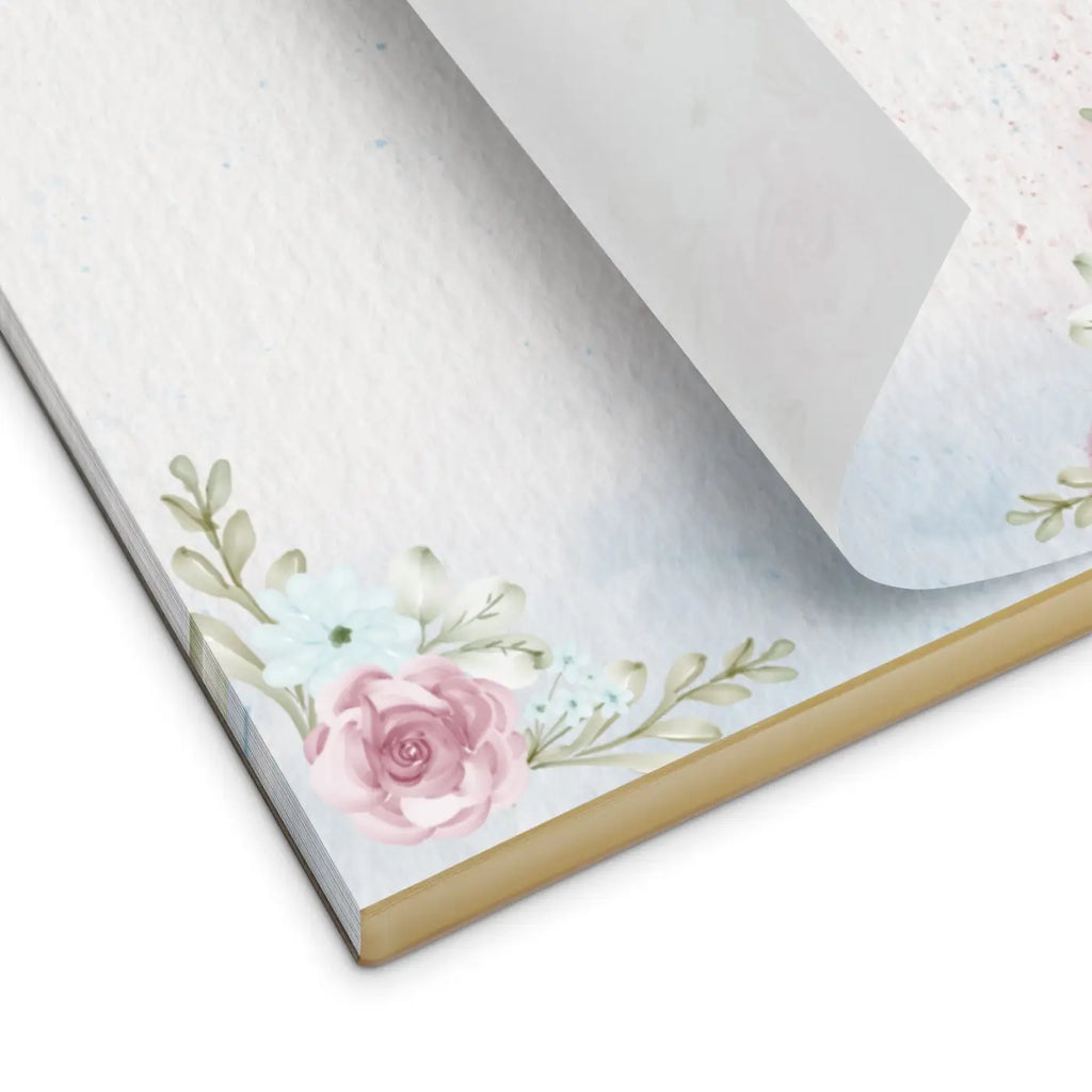 Elegant Pink Rose Notepad with Hard Cardboard Backing - DipaliZ
