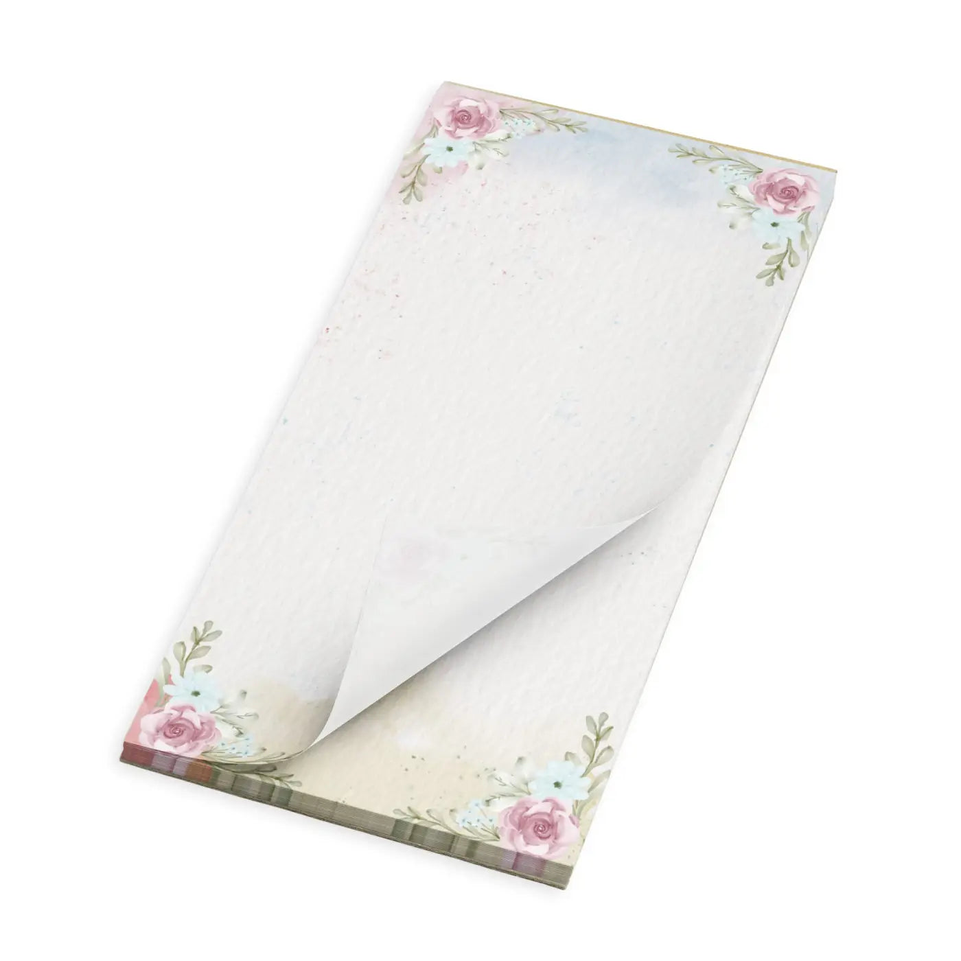 Elegant Pink Rose Notepad with Hard Cardboard Backing - DipaliZ