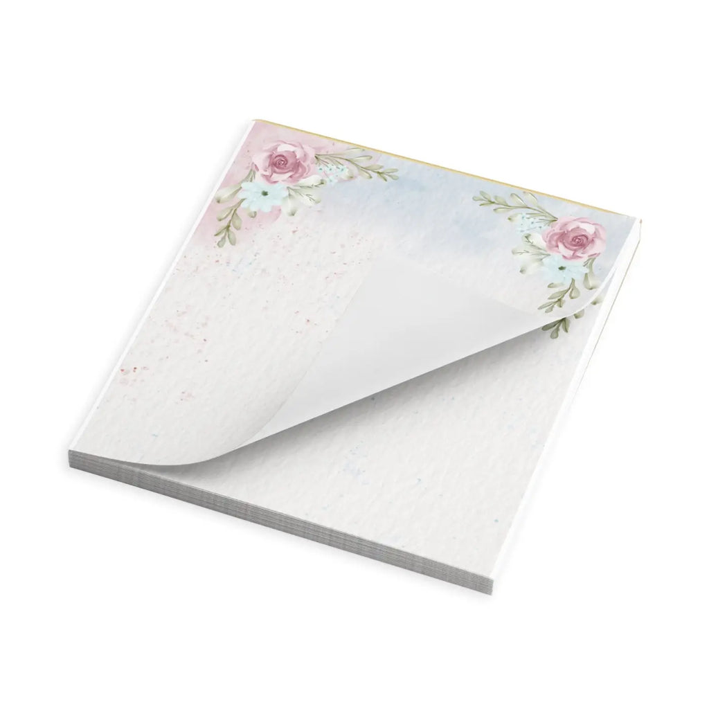Elegant Pink Rose Notepad with Hard Cardboard Backing - DipaliZ