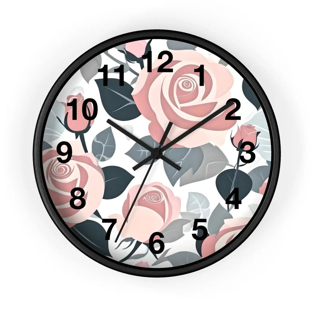 Pink Roses Wall Clock - Premium Materials Elegance - DipaliZ