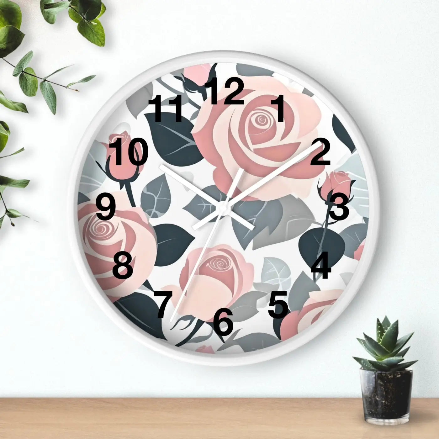 Pink Roses Wall Clock - Premium Materials Elegance - DipaliZ