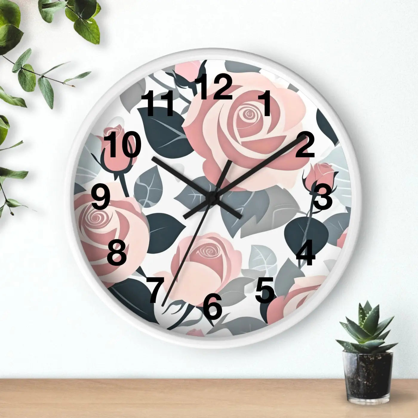 Pink Roses Wall Clock - Premium Materials Elegance - DipaliZ