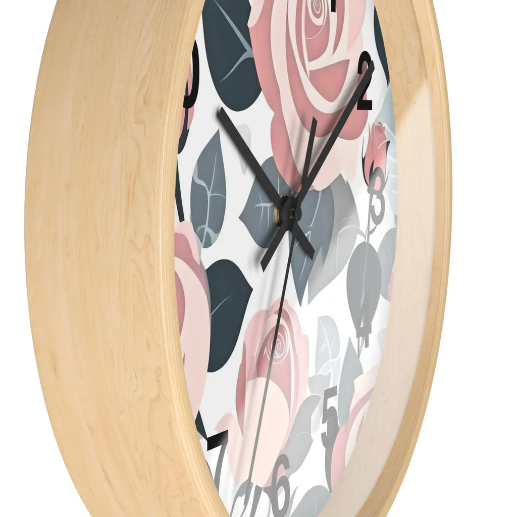 Pink Roses Wall Clock - Premium Materials Elegance - DipaliZ