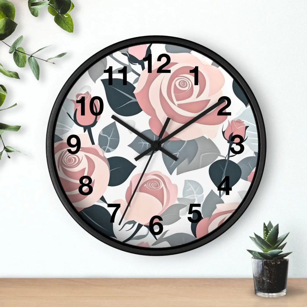 Pink Roses Wall Clock - Premium Materials Elegance - DipaliZ